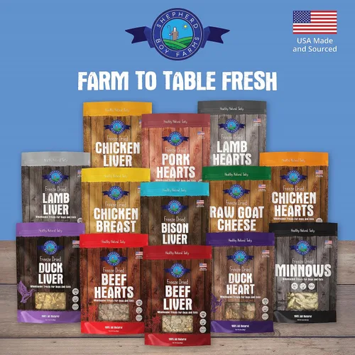 Miniatura 9 de Shepherd Boy Farms Golosinas liofilizadas para perros y gatos, hígado de cordero, golosinas y aperitivos liofilizados para perros totalmente
