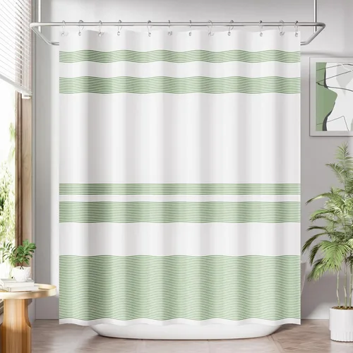 Miniatura 44 de AmazerBath Cortina de ducha floral, juego de cortinas de ducha lavables de tela con 12 ganchos para cortina de ducha, cortinas de ducha de tela C