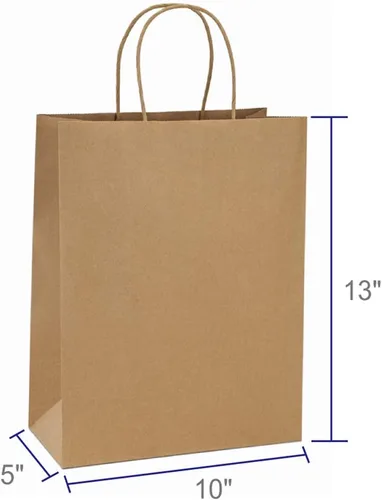 Miniatura 2 de BagDream Bolsas de compras Kraft de 10 x 5 x 13 pulgadas, 100 bolsas de papel marrón con asas a granel, para regalos, mercancía, venta al por menor