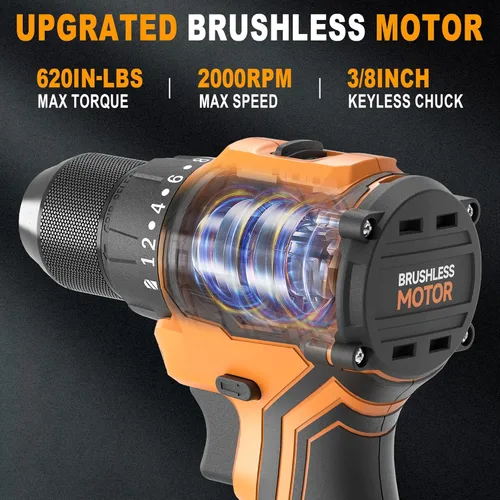 Miniatura 4 de Kit combinado de destornillador de impacto inalámbrico y taladro (solo herramienta) compatible con batería Dewalt de 20V Max, hasta 2300 in-lbs