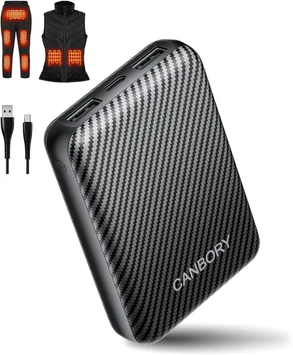 Miniatura 8 de Paquete de 2 baterías de 5 V 2A/3 A para chaleco calentado, batería externa de 12000 mAh para ropa calentada con pantalla LED con puerto de 7.4 V CC