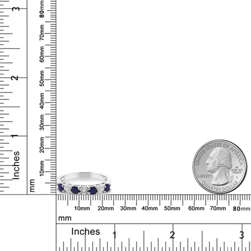 Miniatura 4 de Gem Stone King Anillo de compromiso de plata de ley 925 con zafiro azul y diamante blanco para mujer Anillo de boda para mujer Disponible