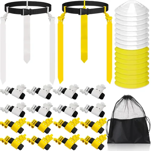 Miniatura 8 de Wettarn Cinturones de fútbol con bandera, ajustable, con bolsa de conos, para jóvenes, adultos, niños, equipo de entrenamiento de equipo deportivo