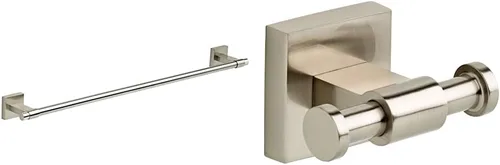 Franklin Brass - Toallero MAX24-SN Maxted de 24 pulgadas en níquel cepillado y gancho multiusos MAX35-SN Maxted montado en la pared en níquel