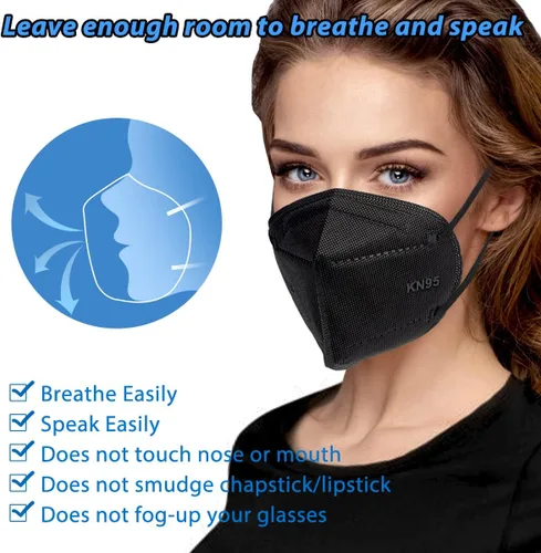 Miniatura 2 de OKIAAS - Mascarilla KN95, paquete de 25, mascarillas negras de 5 capas, protección facial contra PM2.5, polvo, polen y niebla, adecuadas