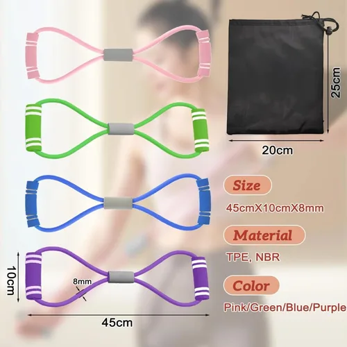 Miniatura 7 de Figura 8 Banda de fitness para entrenamientos en casa, ejercicio de pecho y hombro, banda elástica para entrenamiento de fuerza, hombres y mujeres