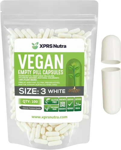 Miniatura 10 de XPRS Nutra Cápsulas Vacías Tamaño 3 - 100 Unidades Píldoras Veganas - Cápsulas de Píldoras Vacías Vegetarianas - Llenado de Cápsulas Vegetales DIY