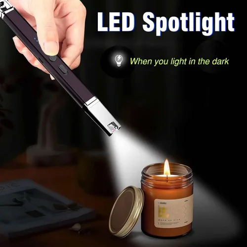 Miniatura 2 de Jaerdhs Encendedor de velas sin llama, encendedor eléctrico USB recargable, encendedor largo ARC para vela, encendedor resistente al viento, regalo