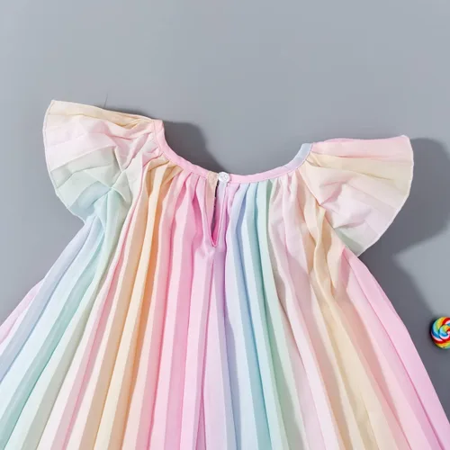 Miniatura 6 de MILKI RABBIT Vestido plisado con mangas volteadas y colores colores pastel arcoíris