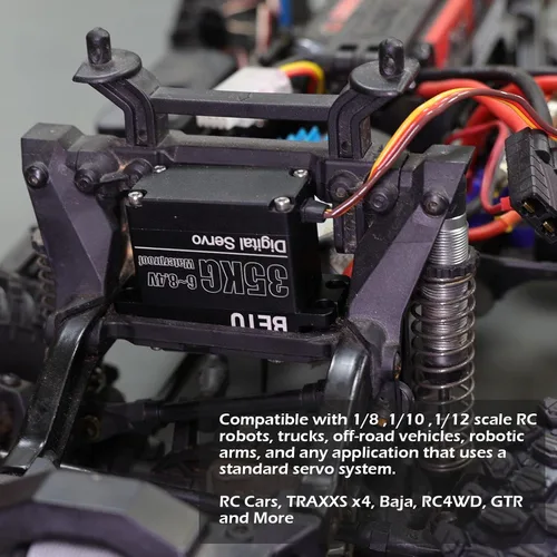 Miniatura 8 de Servo Waterpoof de 77.2 lbs, caja completa de aluminio y servo de engranajes de acero inoxidable, servo de alto par compatible con 1/6,1/8, 1/10