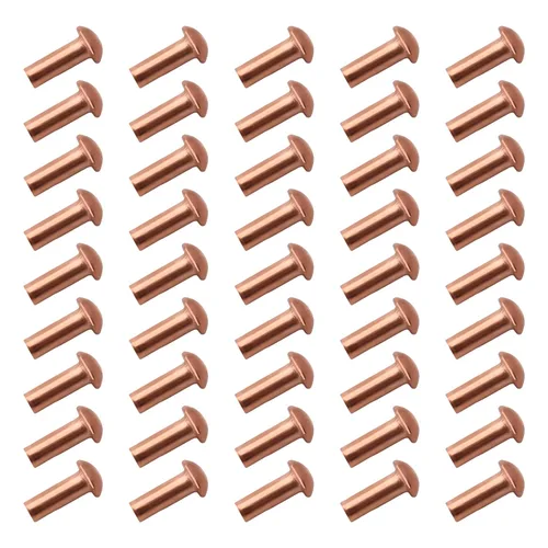 Miniatura 7 de Bettomshin 100 remaches sólidos de cobre de cabeza redonda M3, 0.12 pulgadas de diámetro x 0.31 pulgadas de longitud para aplicaciones eléctricas