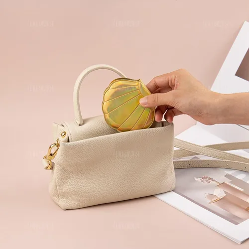 Miniatura 7 de AUEAR, Paquete de 4 espejos con purpurina de doble cara, espejos de maquillaje de aumento de 4 colores, mini portátil plegable para bolso, bolso