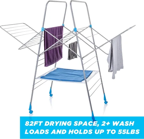 Miniatura 4 de Minky Homecare Multi Dryer - Tendedero de secado de ropa con 82 pies de espacio de estante - Secador de aire plegable para ropa interior (plateado)