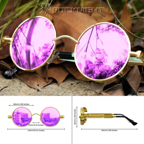 Miniatura 4 de ROCKNIGHT Gafas de sol redondas polarizadas con protección UV400 estilo steampunk gótico, unisex, para exteriores