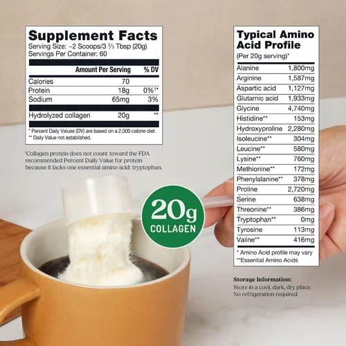 Miniatura 2 de Polvo de péptidos de colágeno sin sabor Bulletproof, 42.3 onzas, proteína de colágeno alimentado con pasto y aminoácidos para la piel, los huesos