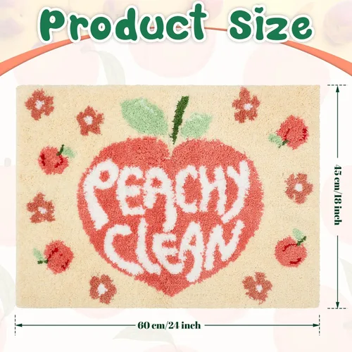 Miniatura 2 de Timgle Peachy Clean - Alfombra de baño de color durazno, antideslizante, suave, absorbente de agua, bonita, alfombra de baño estética, bonita