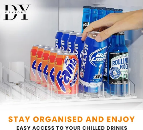 Miniatura 6 de Organizador de latas de soda con empujador automático Organizador de bebidas para refrigerador Dispensador de bebidas para soda, latas