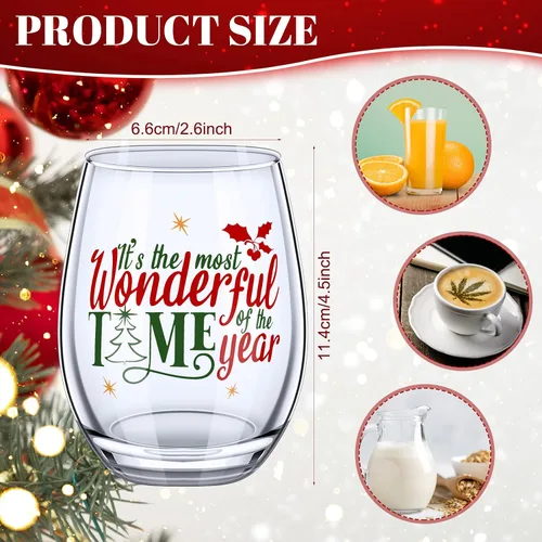 Miniatura 2 de Funtery 6 Piezas Vasos de Vino de Navidad sin Tallo, Divertido Juego de Regalo de Navidad para Maestros, Hombres, Mujeres, Familia, Amigos