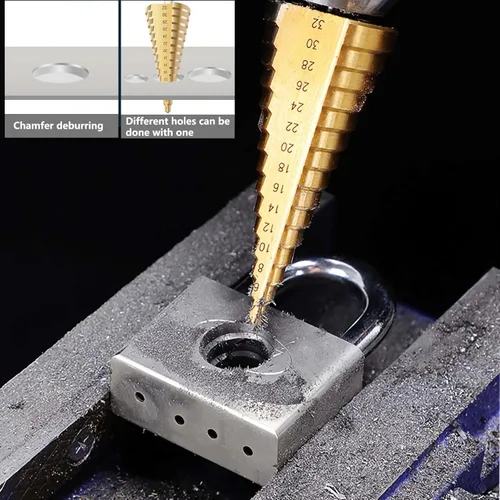 Miniatura 7 de Broca de paso de 3 piezas, broca de paso Hss Set de brocas de paso de acero de alta velocidad