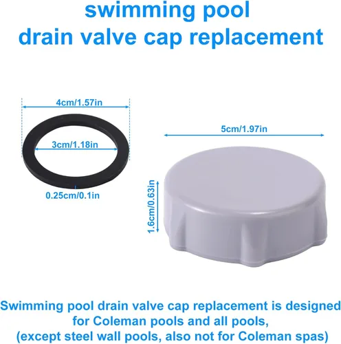 Miniatura 2 de 2 piezas de repuesto para piscina Coleman, tapa de válvula de drenaje y conector de manguera compatible con accesorios de piscina Coleman, piezas