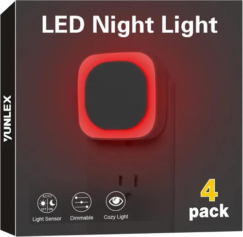 Miniatura 19 de YUNLEX - Pack de 4 luces nocturnas de luz blanca cálida, cuidado suave para los ojos con brillo suave regulable y reflexión indirecta, sensor