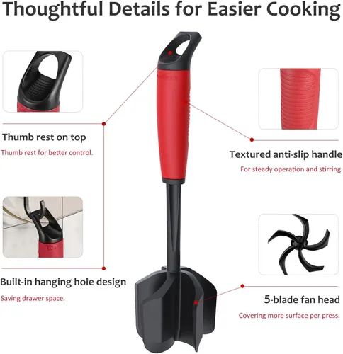 Miniatura 8 de Ourokhome Picador de carne y triturador de papas, triturador de carne molida de nailon resistente al calor para hamburguesas, 5 cuchillas curvas