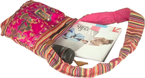 Miniatura 4 de Bolsa de hombro rosa bordada hecha a mano elefante bohemio hippie bolsa de playa gitana