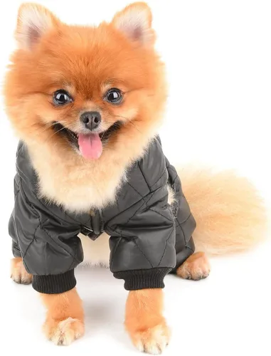 Miniatura 3 de SMALLLEE_LUCKY_STORE Abrigo de invierno acolchado para mascotas, traje de nieve con bolsillo y anillo en D para perros pequeños, gatos, impermeable