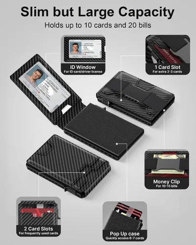 Miniatura 2 de typecase Cartera inteligente para hombre, Negro fibra de carbono