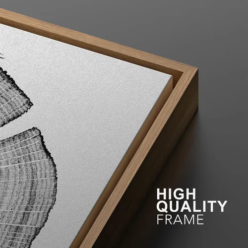 Miniatura 5 de SIGNWIN Lienzo enmarcado para pared, juego de arte con anillos de árbol de bosque grunge en blanco y negro, ilustraciones de naturaleza silvestre