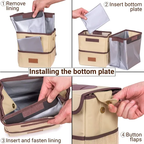 Miniatura 8 de Creathing - Bote de basura para coche, impermeable, con tapa, consola o asiento Beige