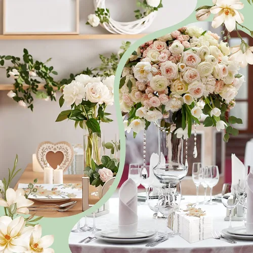 Miniatura 2 de Hotop 120 toallas de mano desechables florales para baño, 2 capas, bohemias, servilletas de papel de primavera para invitados de baño, servilletas