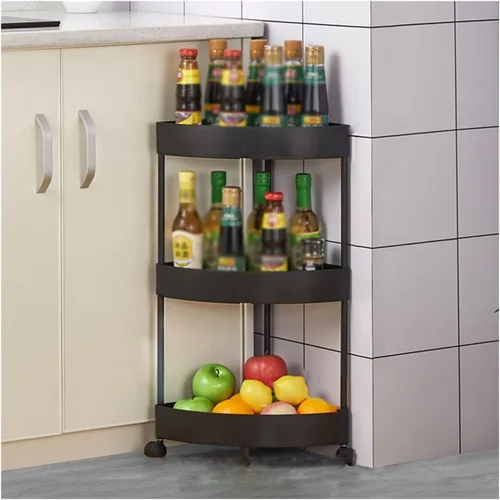 Estante de almacenamiento para estantes esquineros, estantes triangulares de cocina, estante de varios niveles con ruedas, soporte para piso/en
