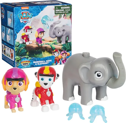 Paw Patrol: figuras de acción de Jungle Pups Marshall, Skye y elefante con lanzador de proyectiles, juguetes para niños y niñas a partir de 3 años