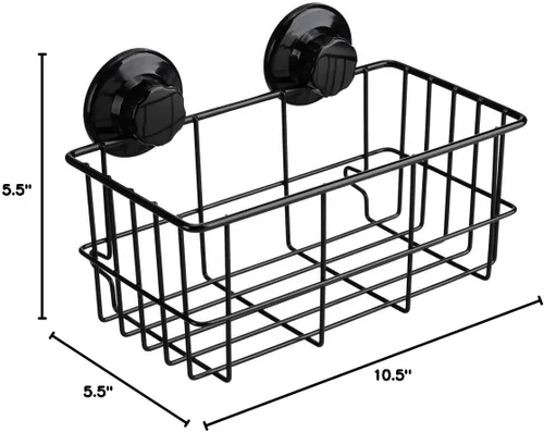Miniatura 6 de SANNO Cesta de ducha con ventosa, cesta de baño profunda adhesiva, organizador de baño, cesta de almacenamiento de cocina para soporte de gel