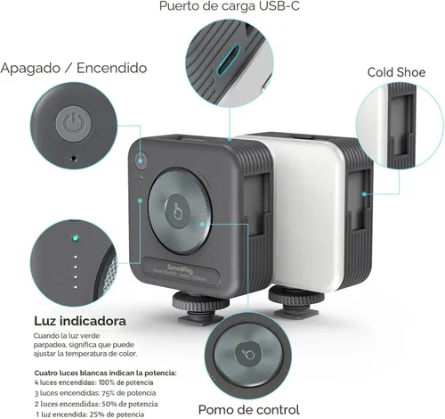Miniatura 10 de SmallRig P96 Luz de Vídeo LED, Luces de Cámara Portátiles, 96 Perlas LED para Iluminación de Vídeos Fotográficos, Recargable 2200mAh CRI 95+
