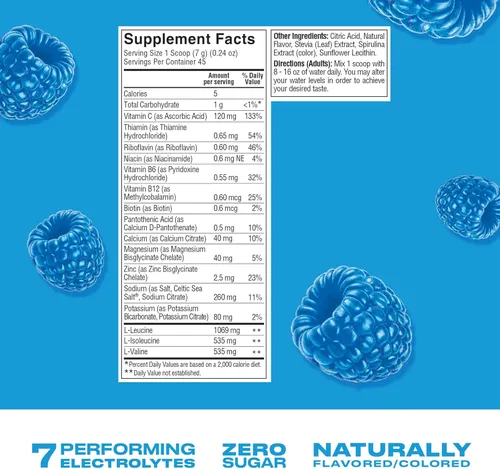 Miniatura 2 de CWENCH HYDRATION Mezcla de electrolitos de frambuesa azul, 11 onzas, polvo de electrolitos sin azúcar con sal marina celta, vitaminas B y BCAA