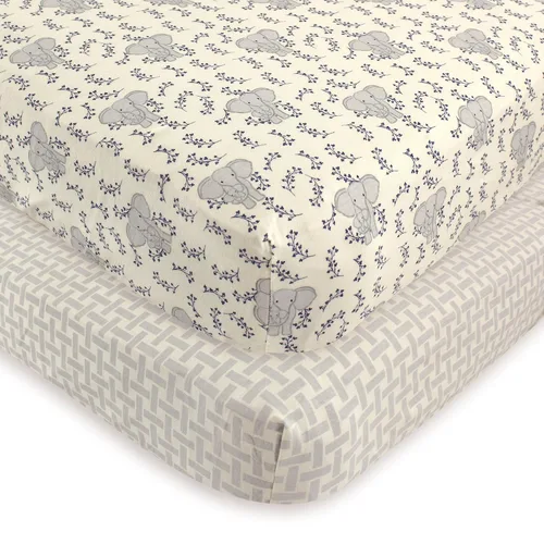 Miniatura 14 de Touched by Nature Sábana de cuna unisex de algodón orgánico para bebés y niños pequeños, a cuadros, gris sólido, talla única