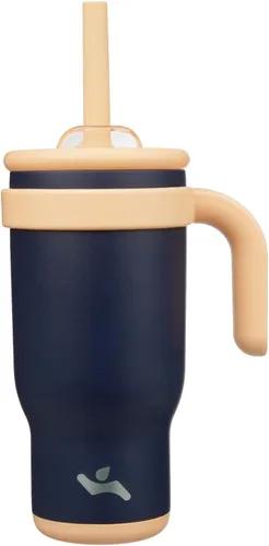 Miniatura 60 de Konokyo Vaso de 14 onzas con asa lateral, botella de agua aislada con popote y tapa 2 en 1, taza de acero inoxidable, taza de café de viaje