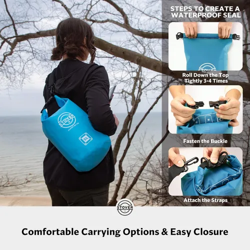 Miniatura 5 de STOVER 5/10/25/30/40/55L Waterproof Dry Bag- Roll-Top Backpack w/Phone Case- Kayaking, Hiking, Camping, Boating- Men/Women 5L azul
