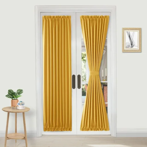 Miniatura 133 de DWCN Cortinas para puerta francesa: cortina térmica con bolsillo para barra para puertas con ventana de vidrio, puertas de cocina y patio
