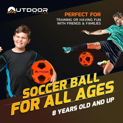 Miniatura 6 de Balón de fútbol con luz para Outdoor Cruiser - Construcción de goma impermeable, brilla en la oscuridad, brilla hasta 30 horas con activación