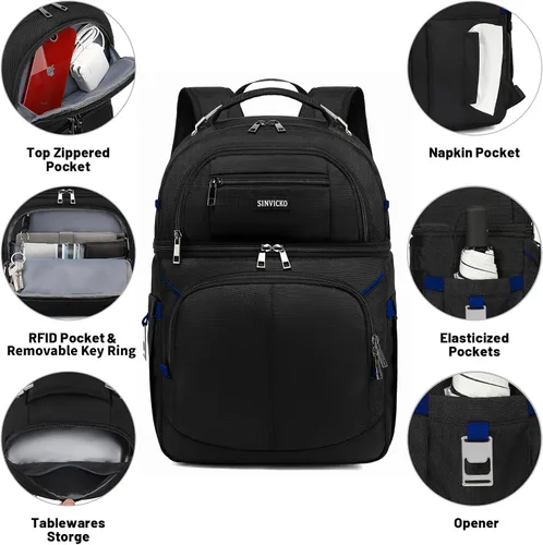 Miniatura 3 de Mochila enfriadora aislada, bolsa enfriadora a prueba de fugas de doble cubierta, mochila enfriadora aislada para almuerzo para hombres y mujeres
