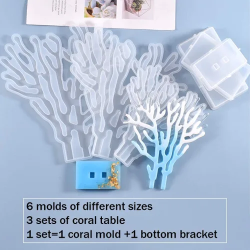 Miniatura 5 de 3 moldes de resina de arrecife de coral, molde de silicona de algas marinas con soporte, moldes de epoxi, soporte de exhibición de joyas