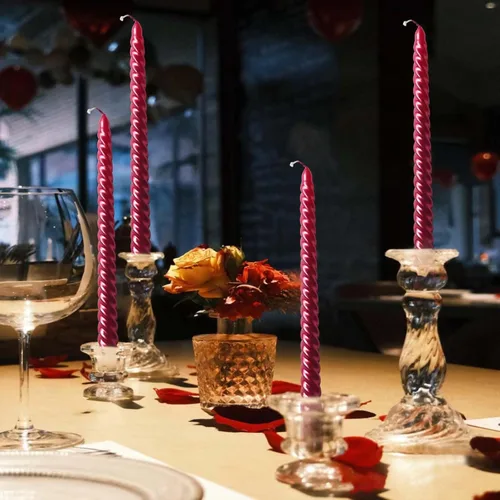 Miniatura 4 de Kemladio Vela, 4 velas cónicas rojas sin perfume de 10 pulgadas, 8 horas de tiempo de combustión, cena, Halloween Rojo