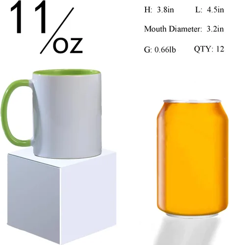 Miniatura 2 de ABBSH Tazas de cerámica para sublimación, 11 onzas, paquete de 12 unidades, varios colores, aptas para microondas, aptas para lavavajillas