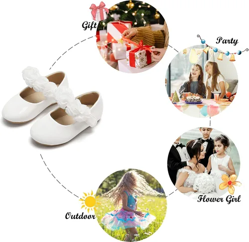 Miniatura 5 de Felix & Flora Zapatos de vestir para niñas pequeñas - Zapatos planos Mary Jane para niñas de flores, zapatos de ballet para fiestas y bodas
