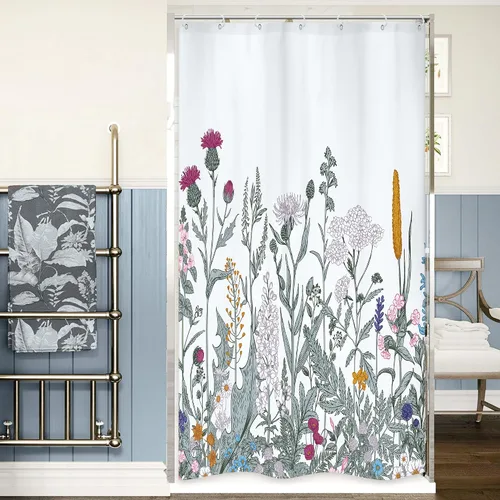 Miniatura 19 de Riyidecor - Cortina de ducha con estampado de flores silvestres para decorar un baño pequeño o una ventana, 36 pulgadas de ancho x 72 pulgadas