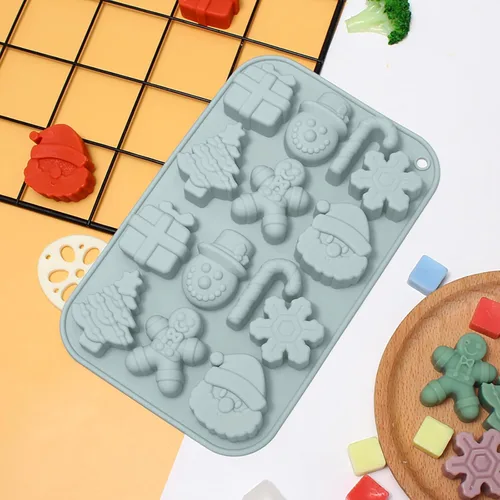 Miniatura 3 de Moldes de chocolate de Navidad, 3 moldes de silicona para caramelos, bastón de Papá Noel, árbol de Navidad, moldes de jengibre para cubitos