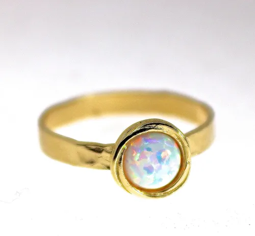 Miniatura 63 de Anillo de oro de piedras preciosas, anillo de piedra chapada en oro de 14 quilates, anillo de piedra apilable, anillo de oro de piedra pequeña